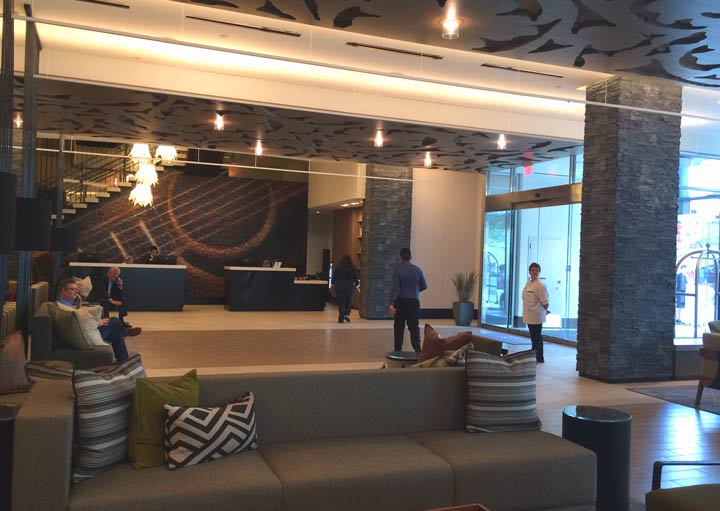 The lobby of the Westin Austin Downtown.
