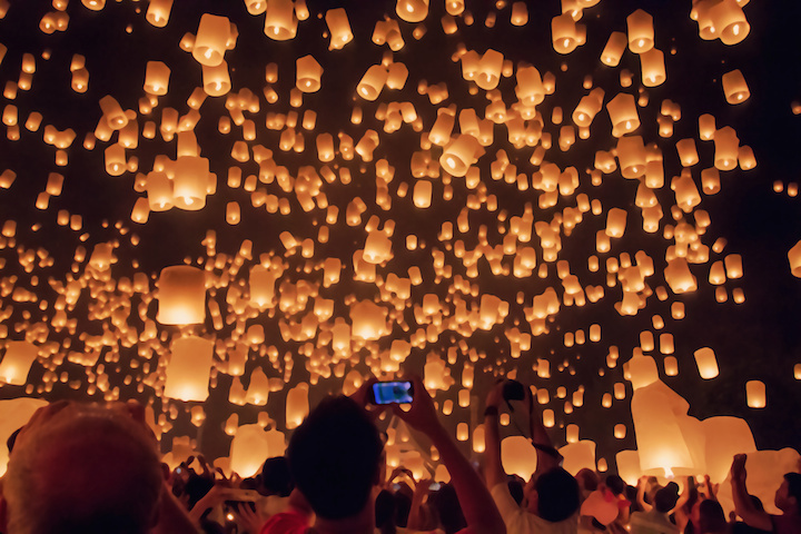 Sky lanterns at a festival inThailand.
