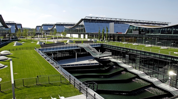 Messe Stuttgart is built around Rothaus Park.