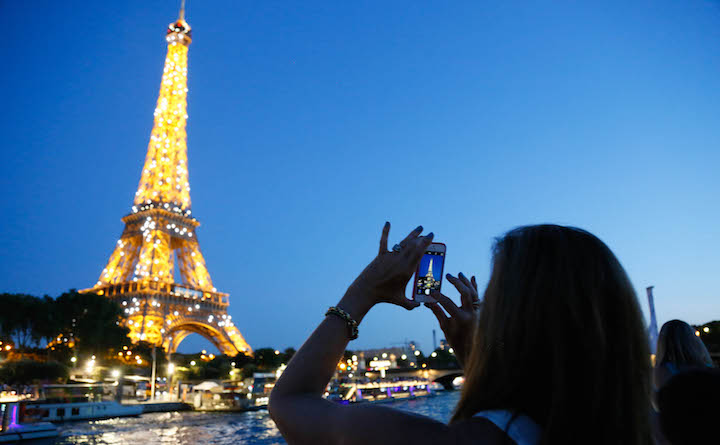 The stunning Eiffel Tower as seen from the Seine.