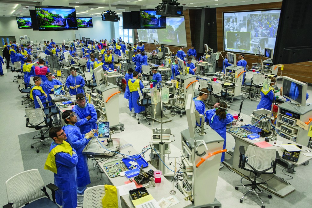 The Bio-Skills Lab at the Orthopaedic Learning Center (OLC) can accommodate nearly 100 participants.