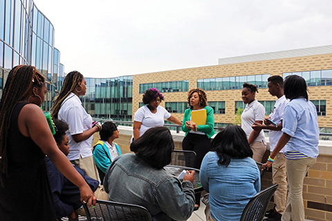 EnventU founder Latoya Lewis shares experience during classes.